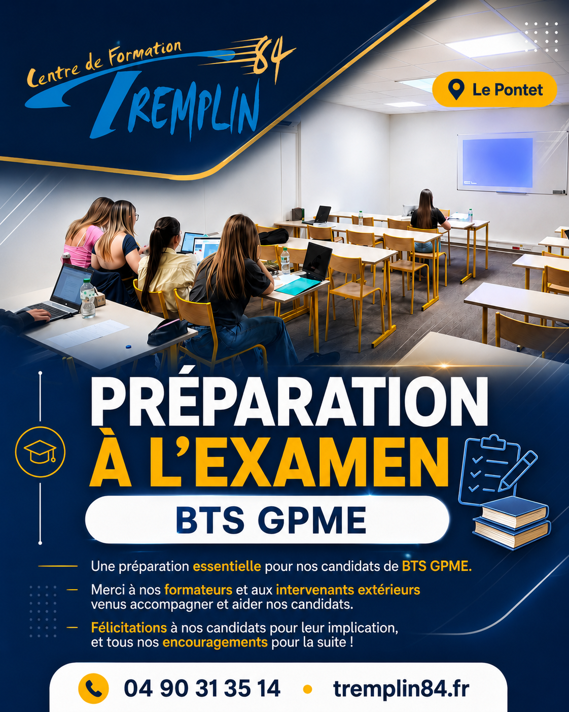 Étudiants en BTS GPME de Tremplin 84 pendant leurs Préparation d'examen